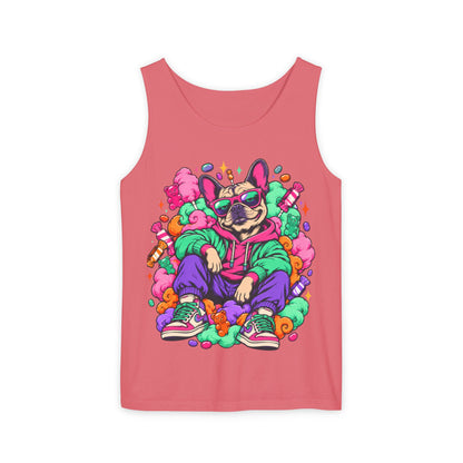 Retro Street Dog Tank Top — Colorful Cool Frenchie Graphic