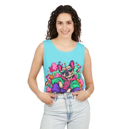 Retro Street Dog Tank Top — Colorful Cool Frenchie Graphic