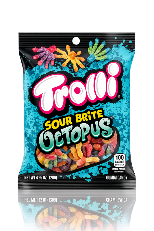 Trolli Sour Brite Octopus Gummy Candy, 4.25oz Bag – Sour Dual-Flavor Gummies