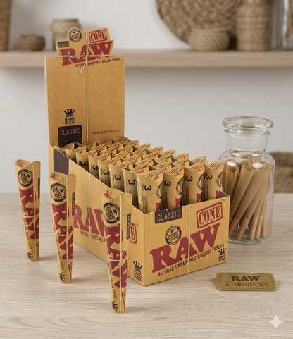 Raw Cone 3 cone in a pack King size Box of 32