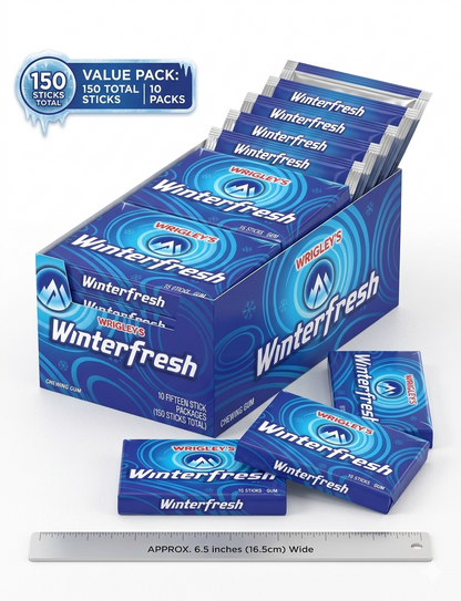 Wrigley's Winterfresh Chewing Gum 15 Stick Pack of 10