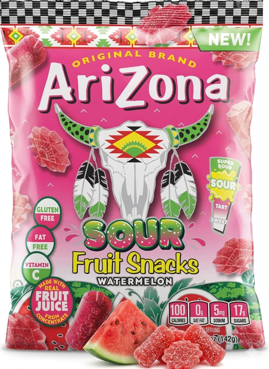 Arizona Gummies Fruit Snacks Sour Watermelon 5 oz Bag
