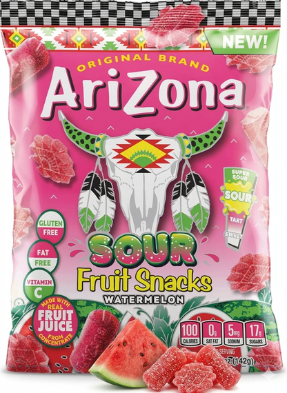 Arizona Gummies Fruit Snacks Sour Watermelon 5 oz Bag