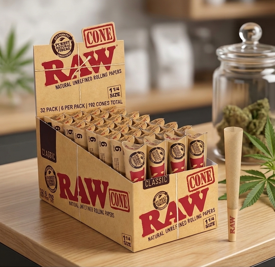 Raw Cone 6 cone in a pack 1 1/4  Box of 32