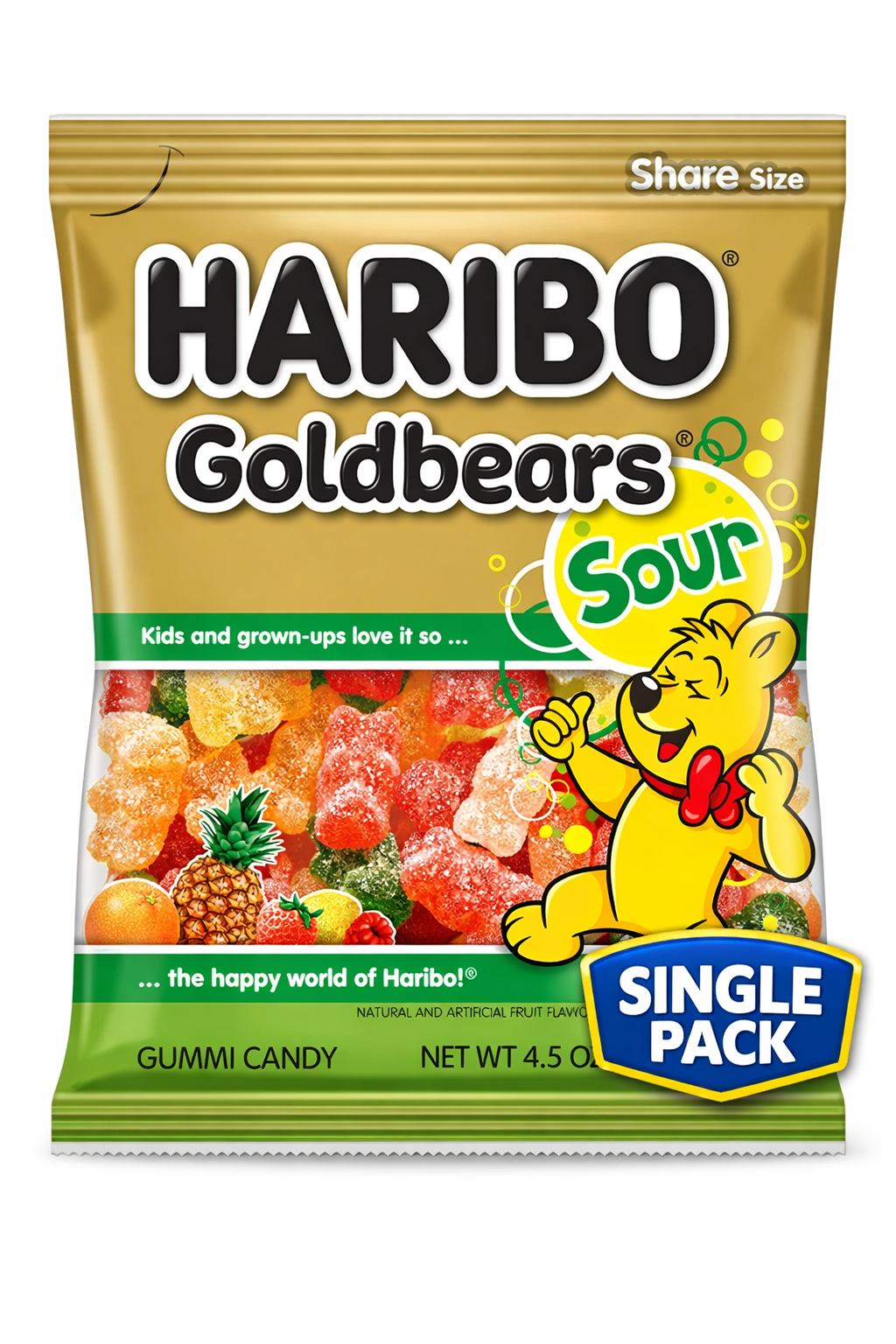 Haribo Gummies Goldbears Sour 4.5 oz 3 Pack