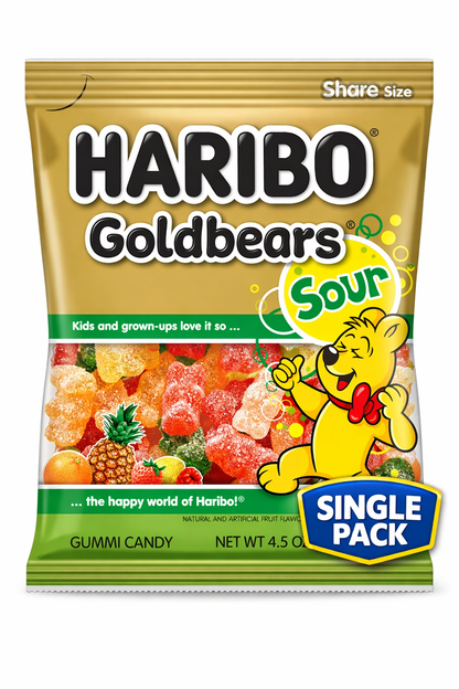 Haribo Gummies Goldbears Sour 4.5 oz 3 Pack