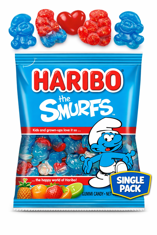 Haribo The Smurfs Gummy Candy, 4oz Bag – Smurf-Shaped Gummies