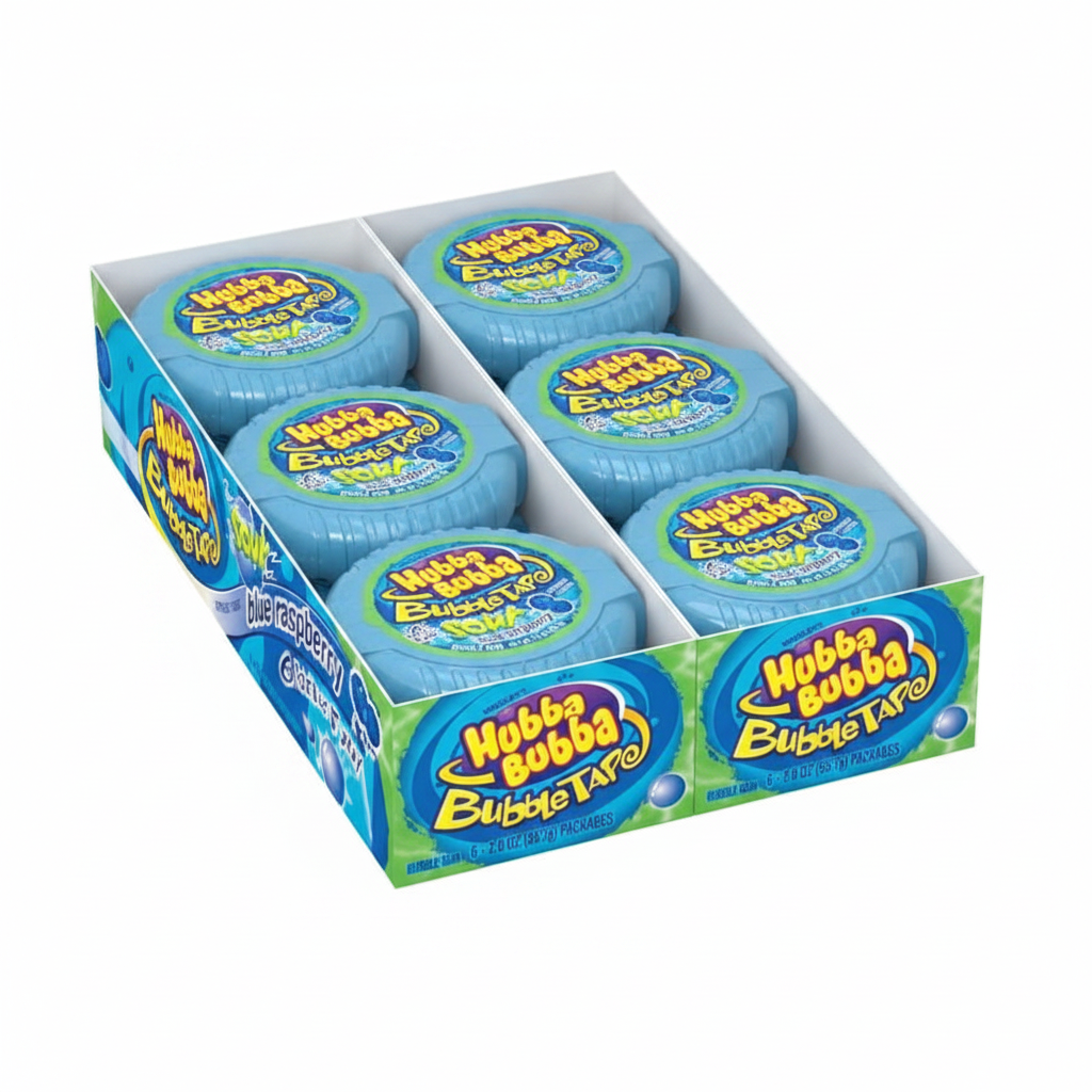 Hubba Bubba Bubble Tape Sour Blue Raspberry Pack of 12 display box