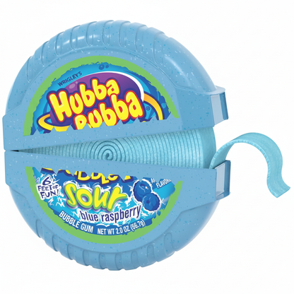 Hubba Bubba Bubble Tape Sour Blue Raspberry single canister open