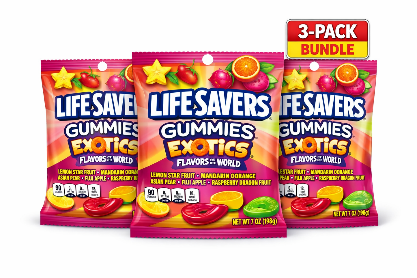 Lifesaver Gummies Exotics 7 oz Bag 3 Pack
