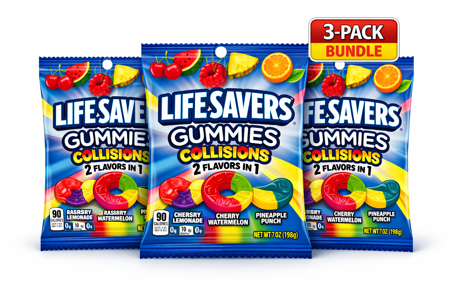 Lifesaver Gummies Collisions 7 oz Bag 3 Pack