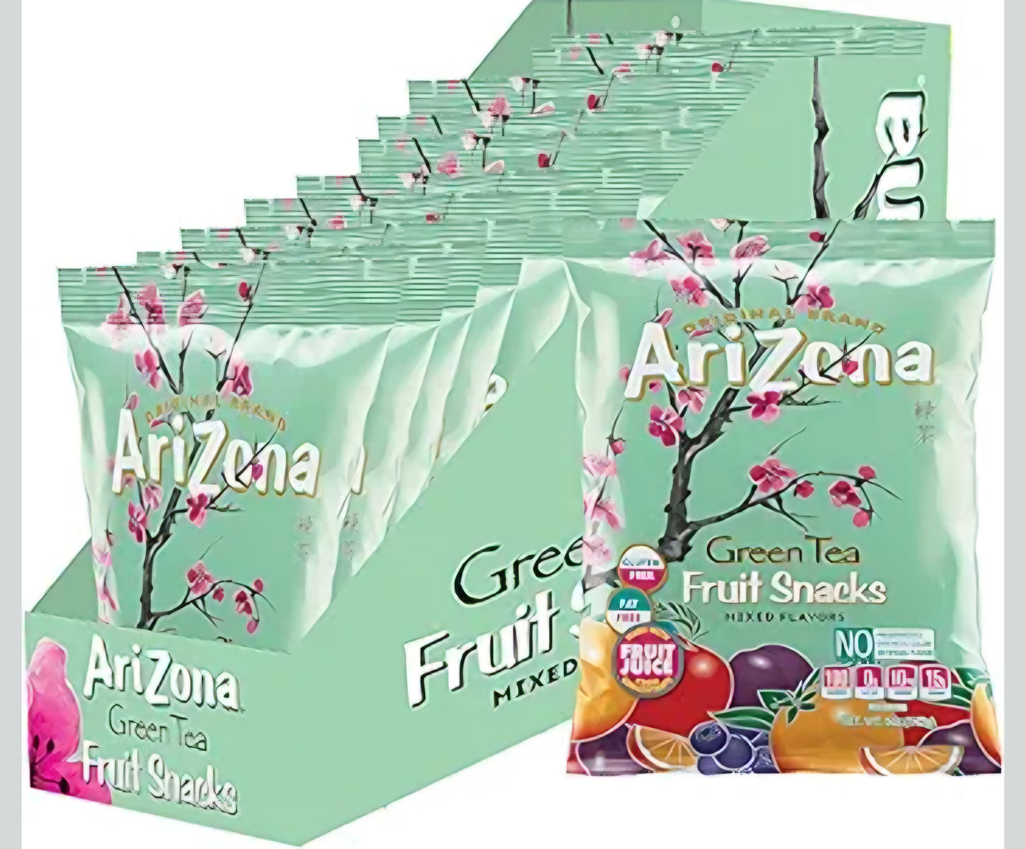 Arizona Gummies Fruit Snacks Green Tea 5 oz Bag Box of 12