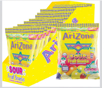 Arizona Gummies Fruit Snacks Sour Lemonade 5 oz Bag Box of 12