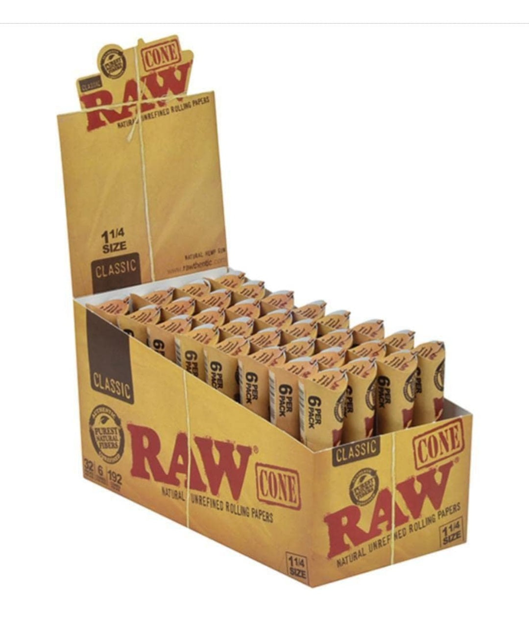 Raw Cone 6 cone in a pack 1 1/4  Box of 32