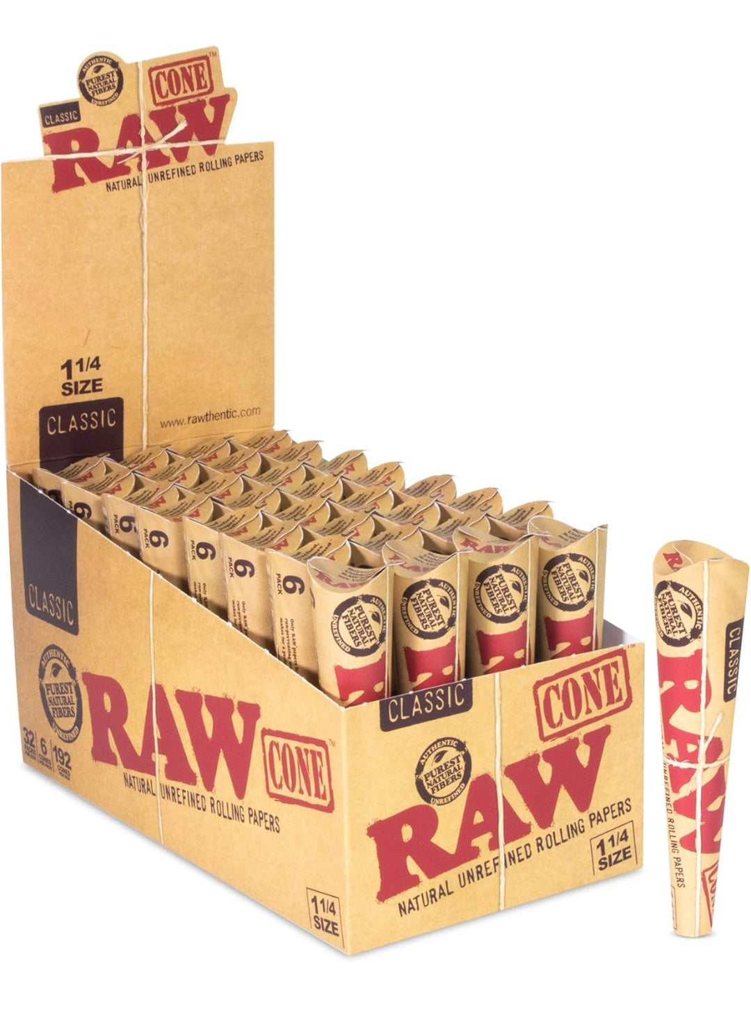 Raw Cone 6 cone in a pack 1 1/4  Box of 32