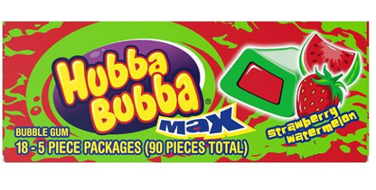 Hubba Bubba Max Strawberry Watermelon Bubble Gum – Box of 18