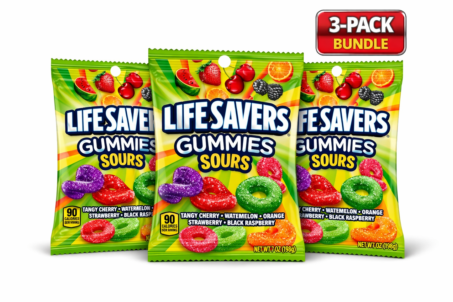Lifesaver Gummies Sours 7 oz Bag 3 Pack