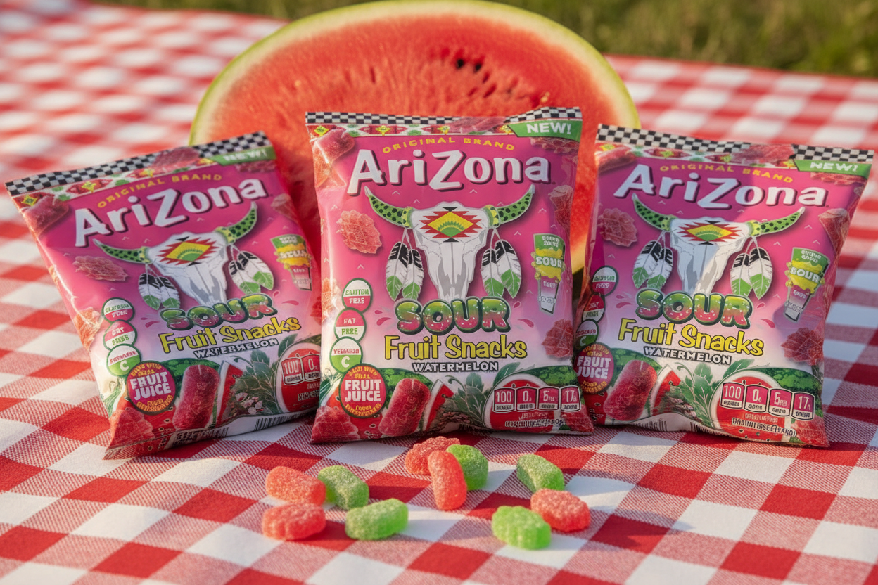 Arizona Gummies Fruit Snacks Sour Watermelon 5 oz Bag 3 Pack