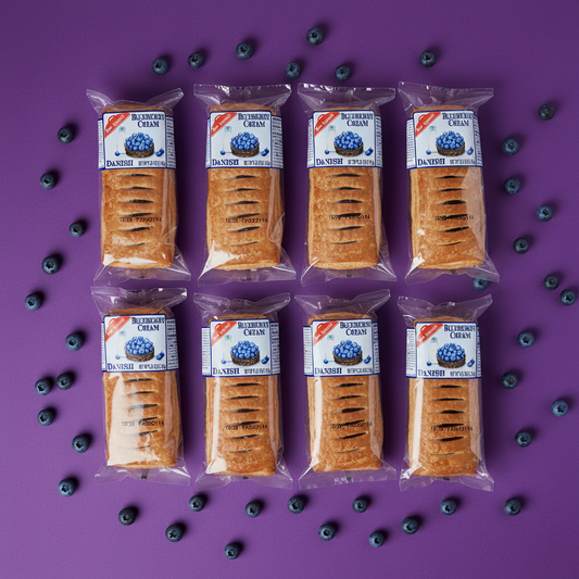 Blueberry Danish Box of 8 Flat Lay
