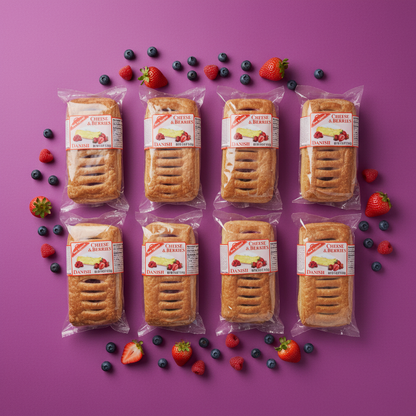 Cheese & Berries Box of 8 Flat Lay