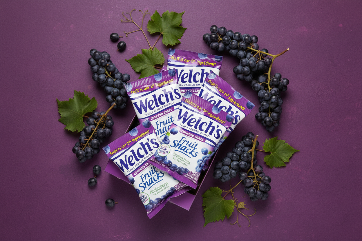 Welch's Concord Grape Fruit Snacks — 5 oz Bags, Box of 12