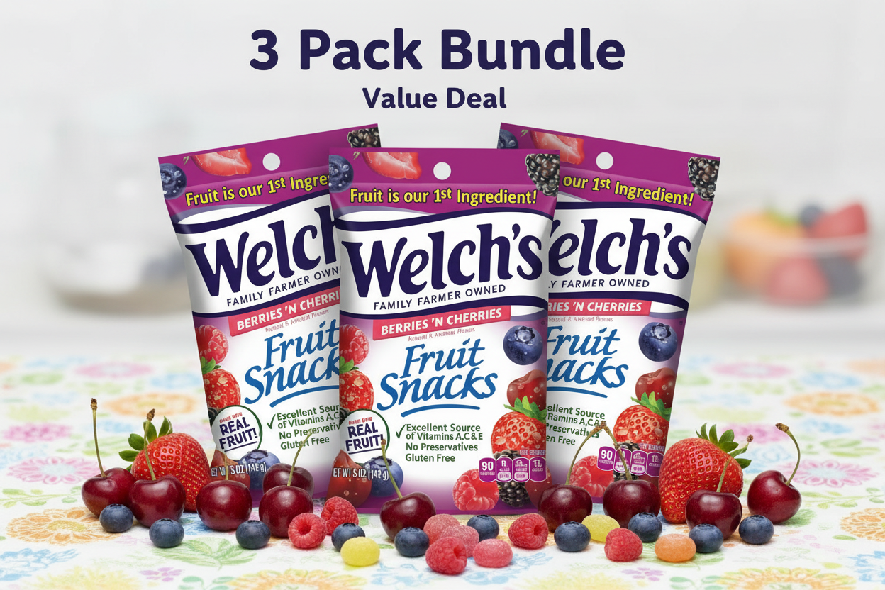Welch's Berries 'N Cherries Fruit Snacks — 5 oz Bags, 3-Pack