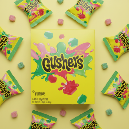 Gushers Watermelon Sour Apple Flat Lay