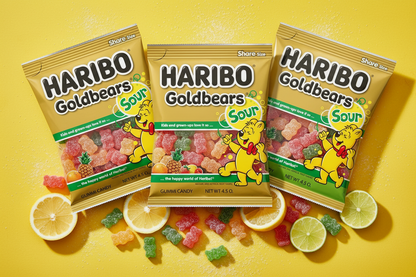 Haribo Gummies Goldbears Sour 4.5 oz 3 Pack