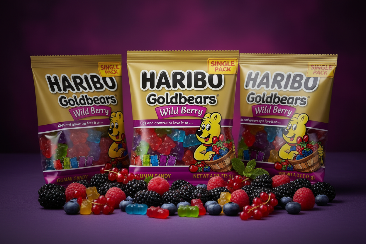 Haribo Gummies Goldbears Wild Berry 4 oz 3 Pack