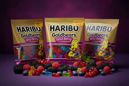 Haribo Gummies Goldbears Wild Berry 4 oz 3 Pack