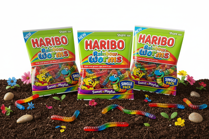 Haribo Gummies Rainbow Worms 5 oz 3 Pack