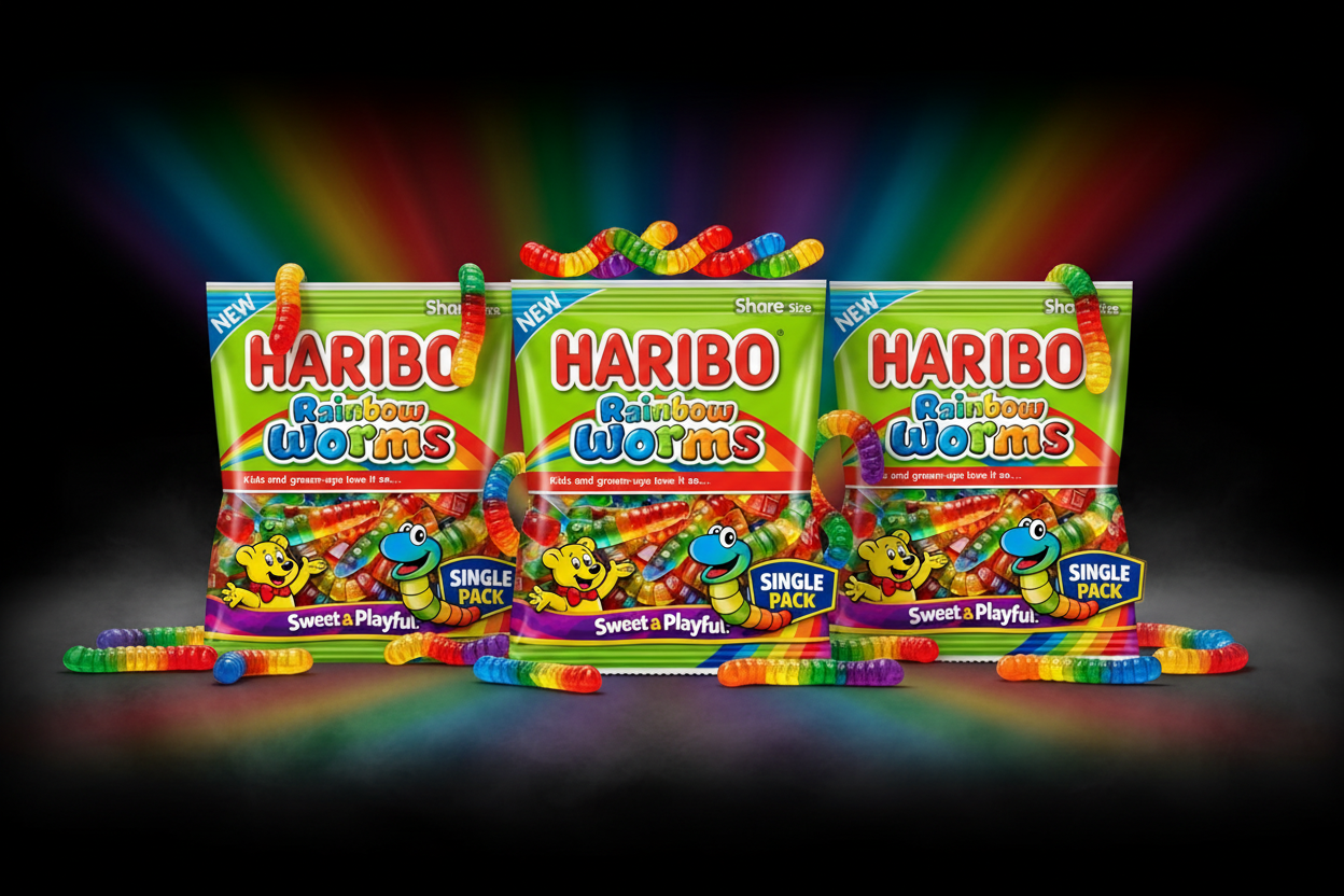 Haribo Gummies Rainbow Worms 5 oz 3 Pack