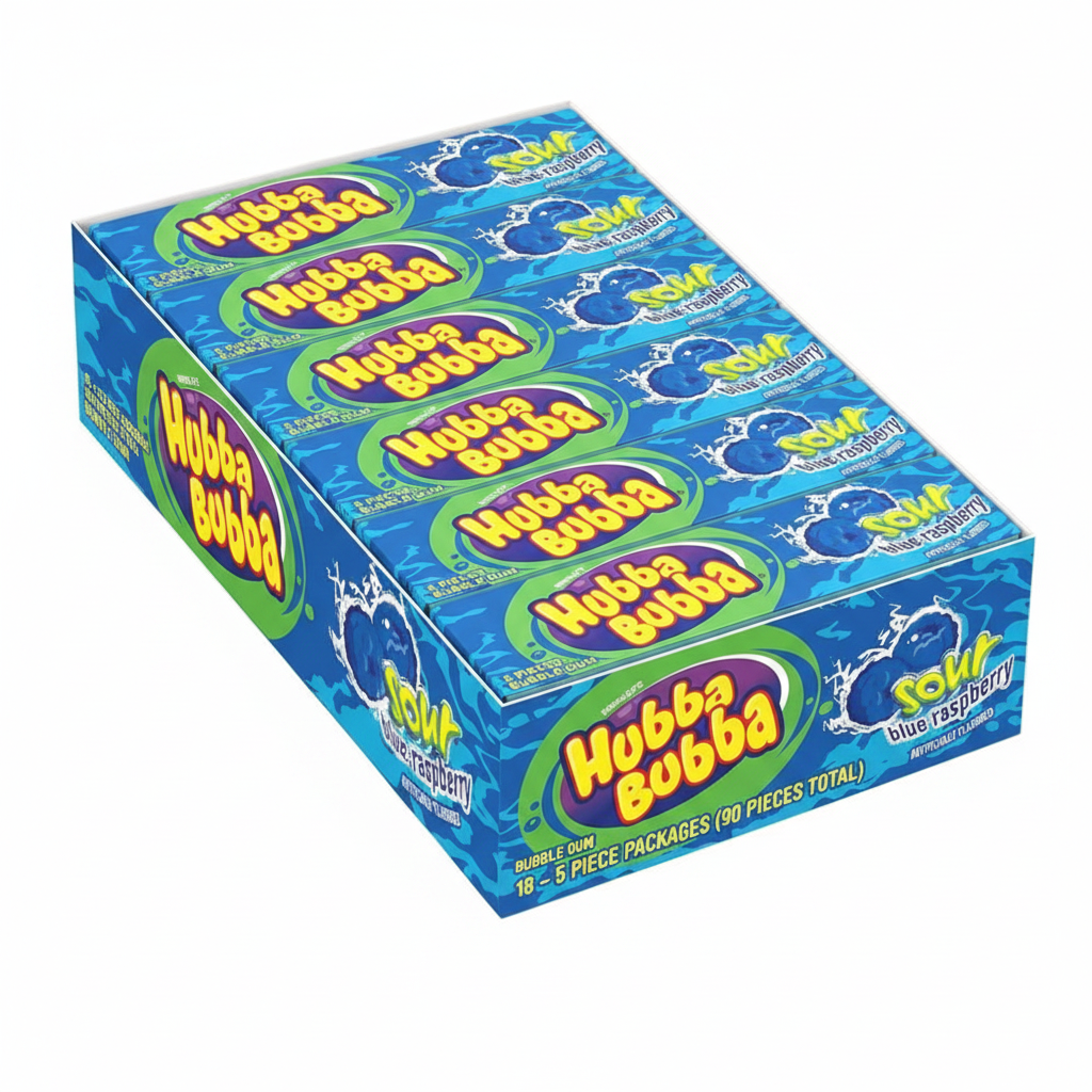 Hubba Bubba Sour Blue Raspberry Stacked Enhanced