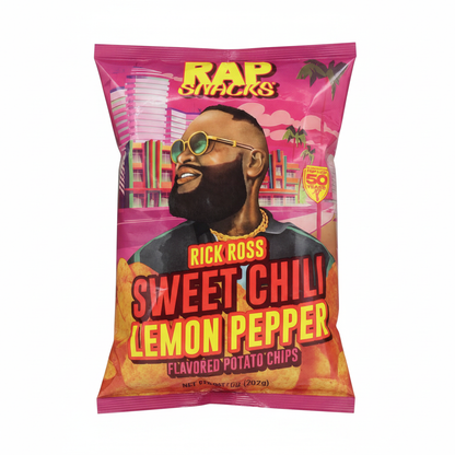 Rap Snacks Rick Ross Sweet Chili Lemon Pepper chips bag enhanced