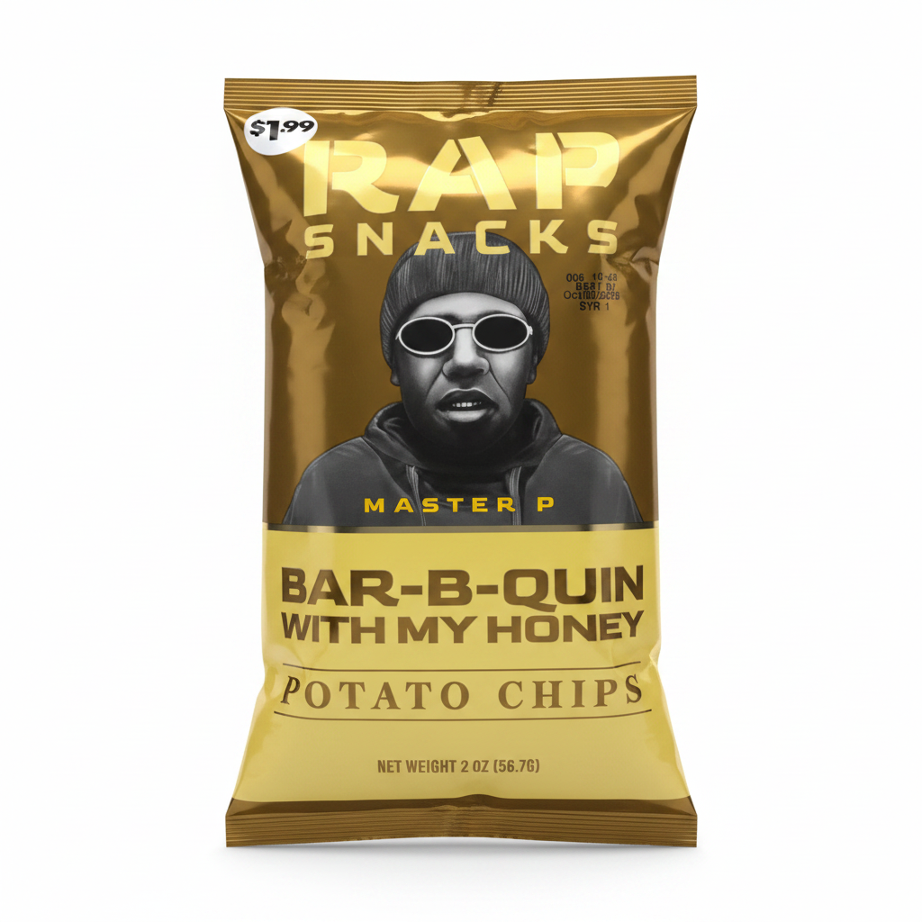 Rap Snacks Master P Bar-B-Quin with My Honey chips bag enhanced