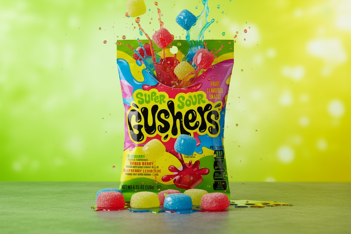 Gushers Super Sour 4.25oz neon sour burst lifestyle