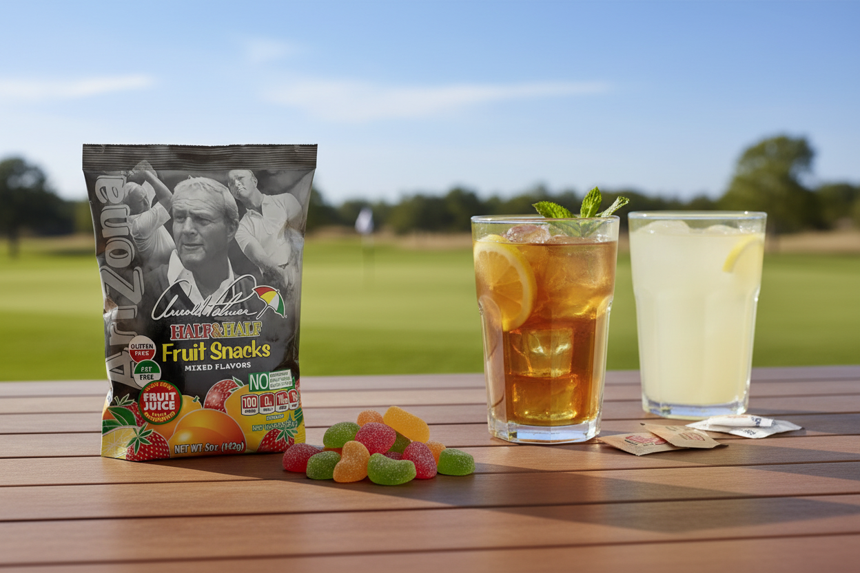 Arizona Arnold Palmer Gummies golf course snack table lifestyle