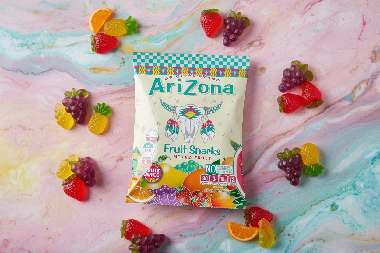 Arizona Gummies Mixed Fruit colorful marble closeup lifestyle