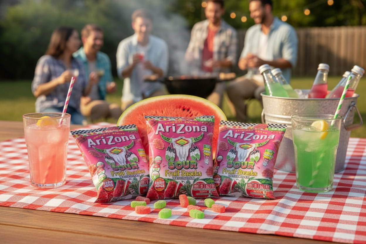 Arizona Gummies Sour Watermelon 3-pack summer BBQ lifestyle