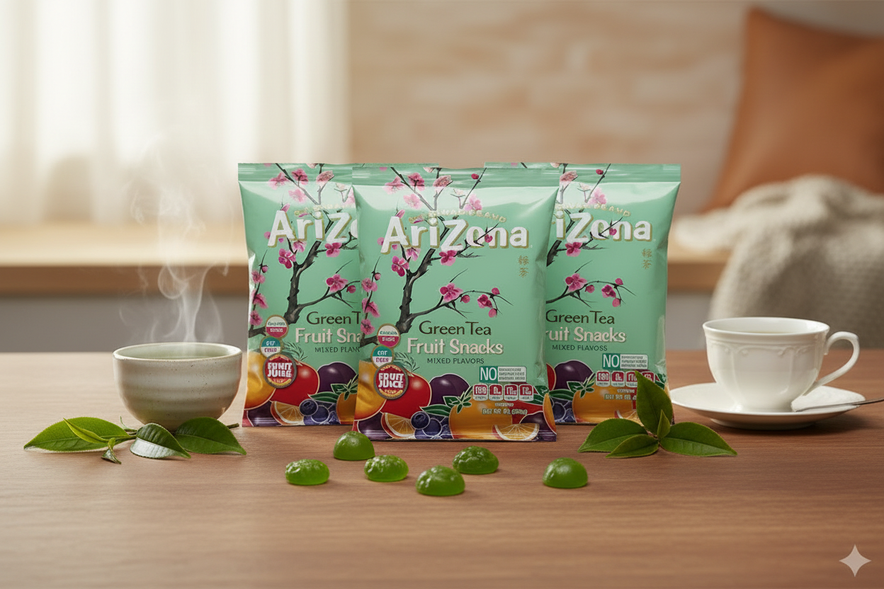 Arizona Gummies Green Tea 3-pack cozy tea table lifestyle
