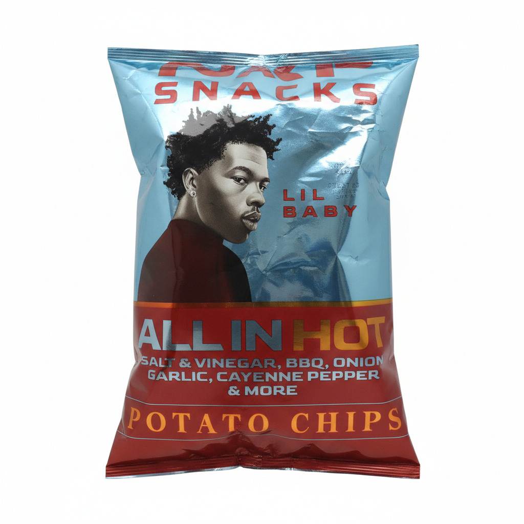 Rap Snacks Lil Baby All In Hot chips bag enhanced