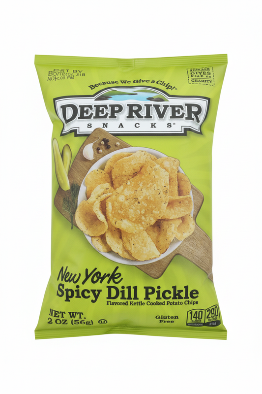 Deep River Snacks New York Spicy Dill Pickle Kettle Cooked Potato Chips 2oz bag