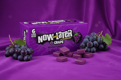 Now and Later Grape 24 pack grape candy spill purple surface lifestyle