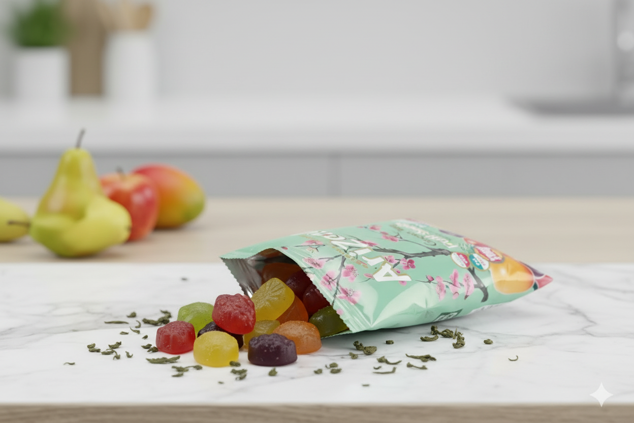 Arizona Gummies Green Tea marble spill lifestyle