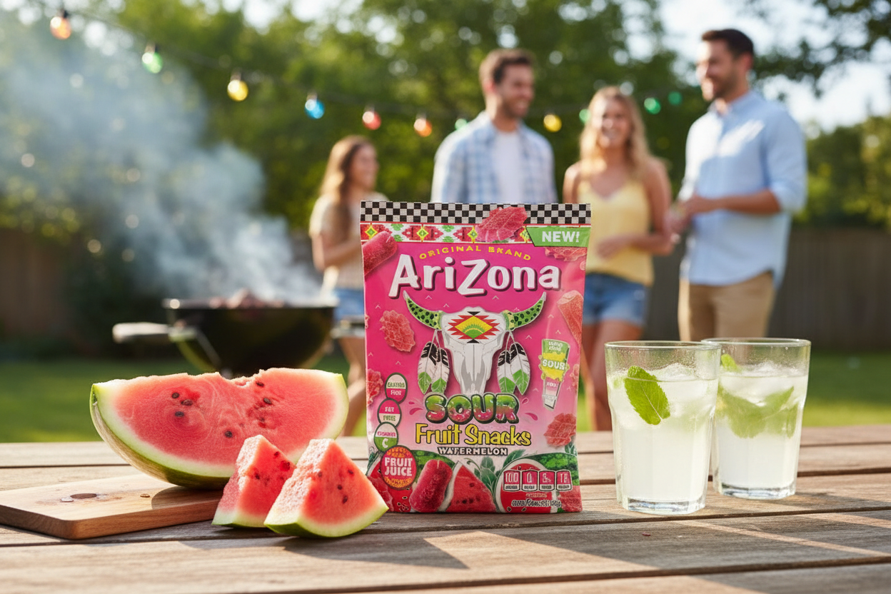 Arizona Gummies Sour Watermelon backyard BBQ lifestyle