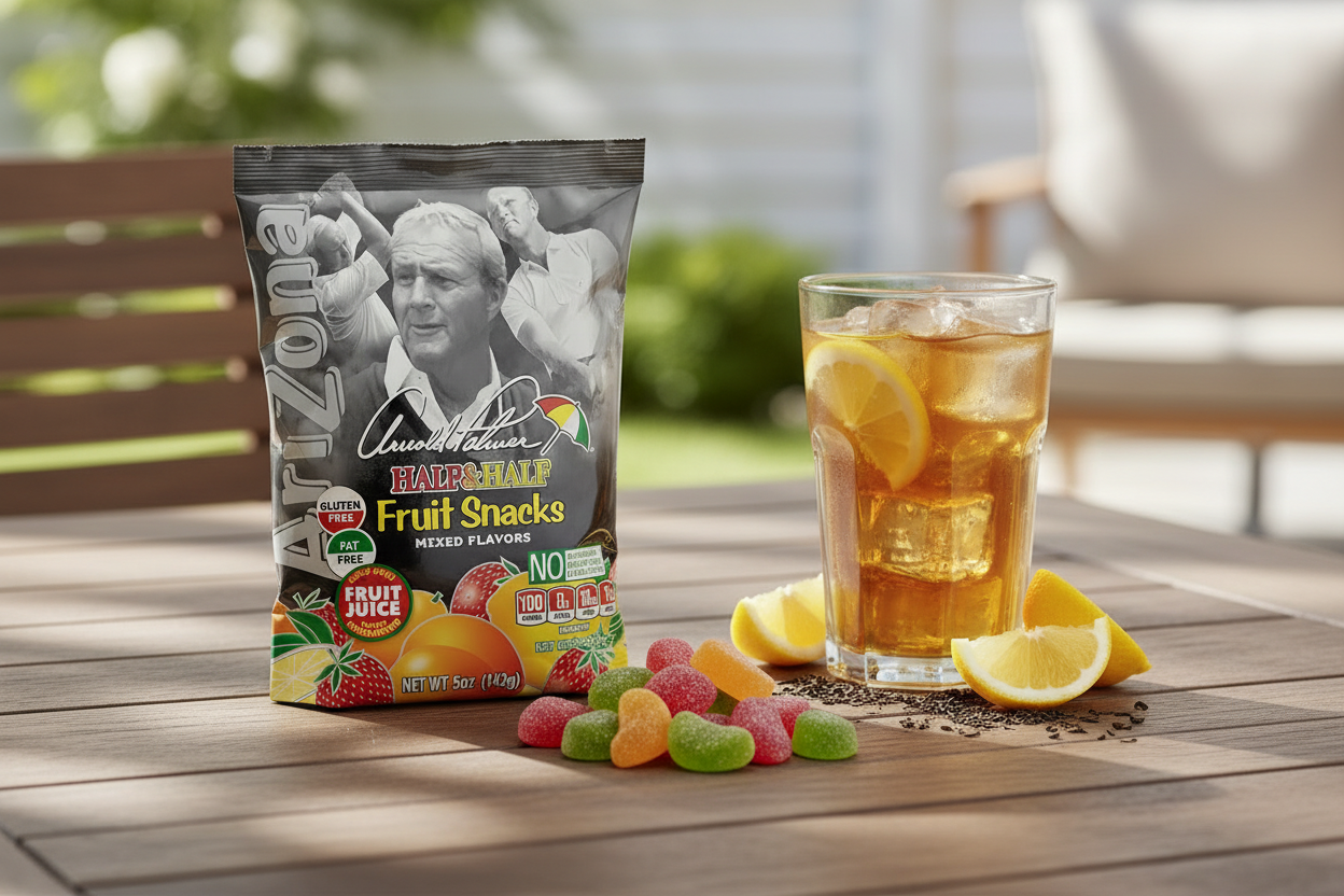 Arizona Arnold Palmer Gummies sunny patio tea lemonade lifestyle