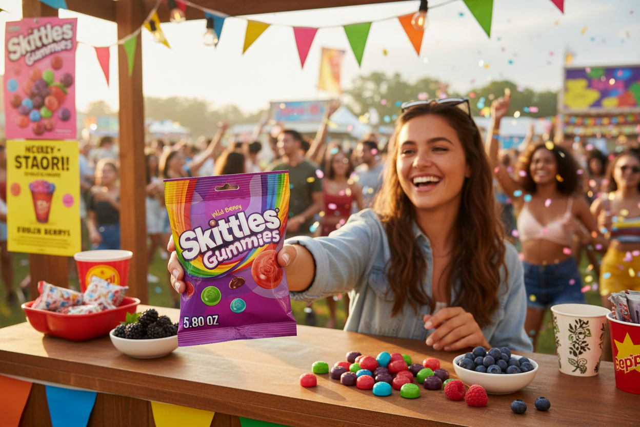 Skittles Gummies Wild Berry summer festival lifestyle