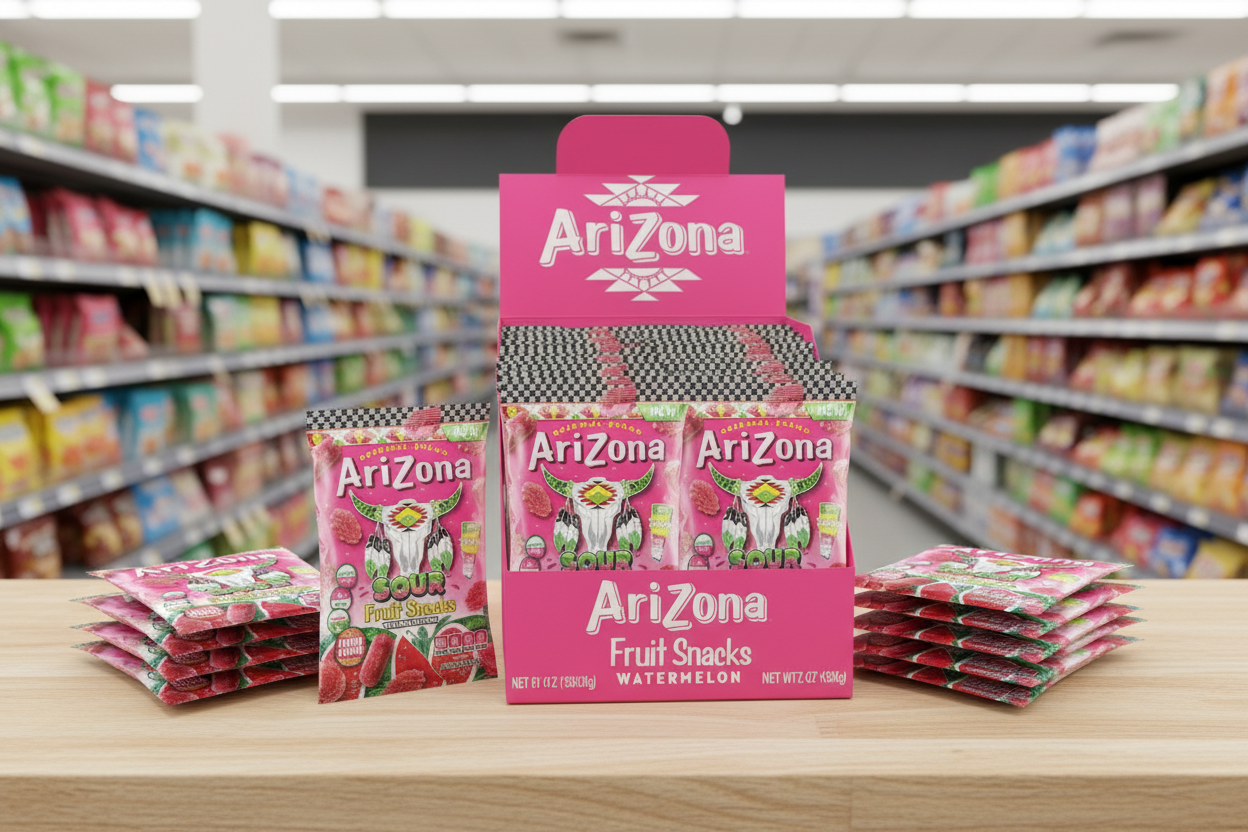Arizona Gummies Sour Watermelon box of 12 retail shelf lifestyle