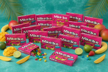 Mike and Ike Tropical Typhoon pack of 24 teal surface tropical fruits lifestyle