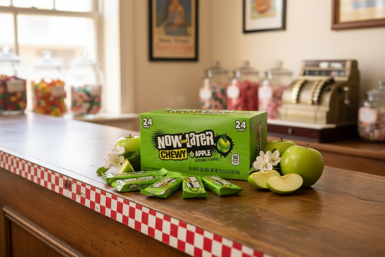 Now and Later Apple 24 pack retro candy store counter lifestyle